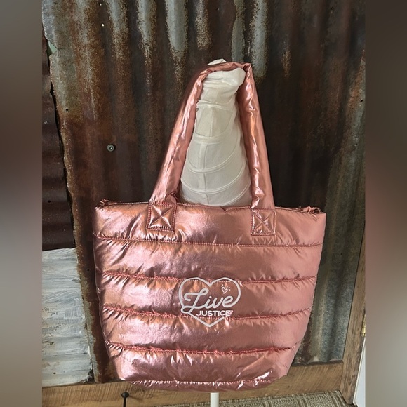 Justice Handbags - ❤️Justice Live Justice Metallic Pink Tote Bag